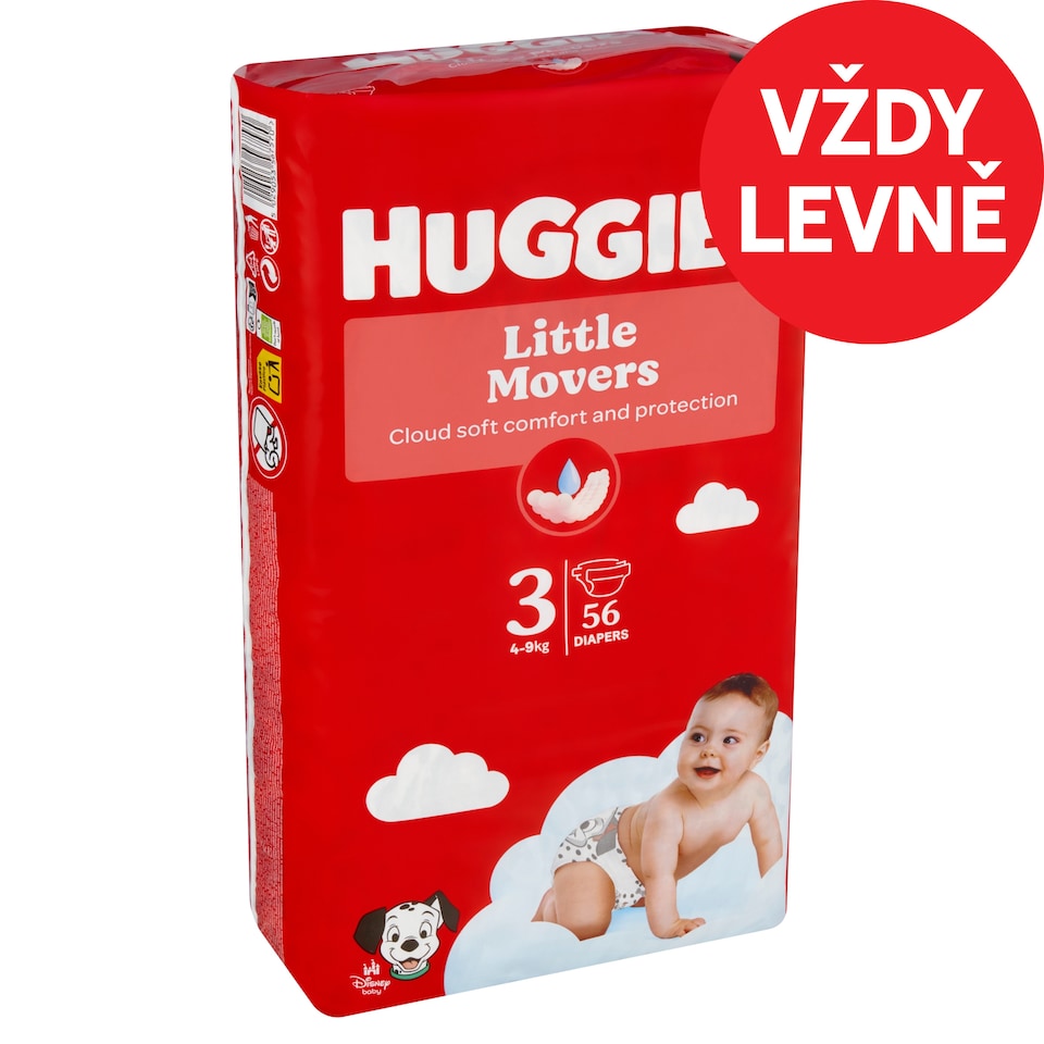 Huggies Little Movers plenky velikost 3 pro děti 4-9kg 56 ks