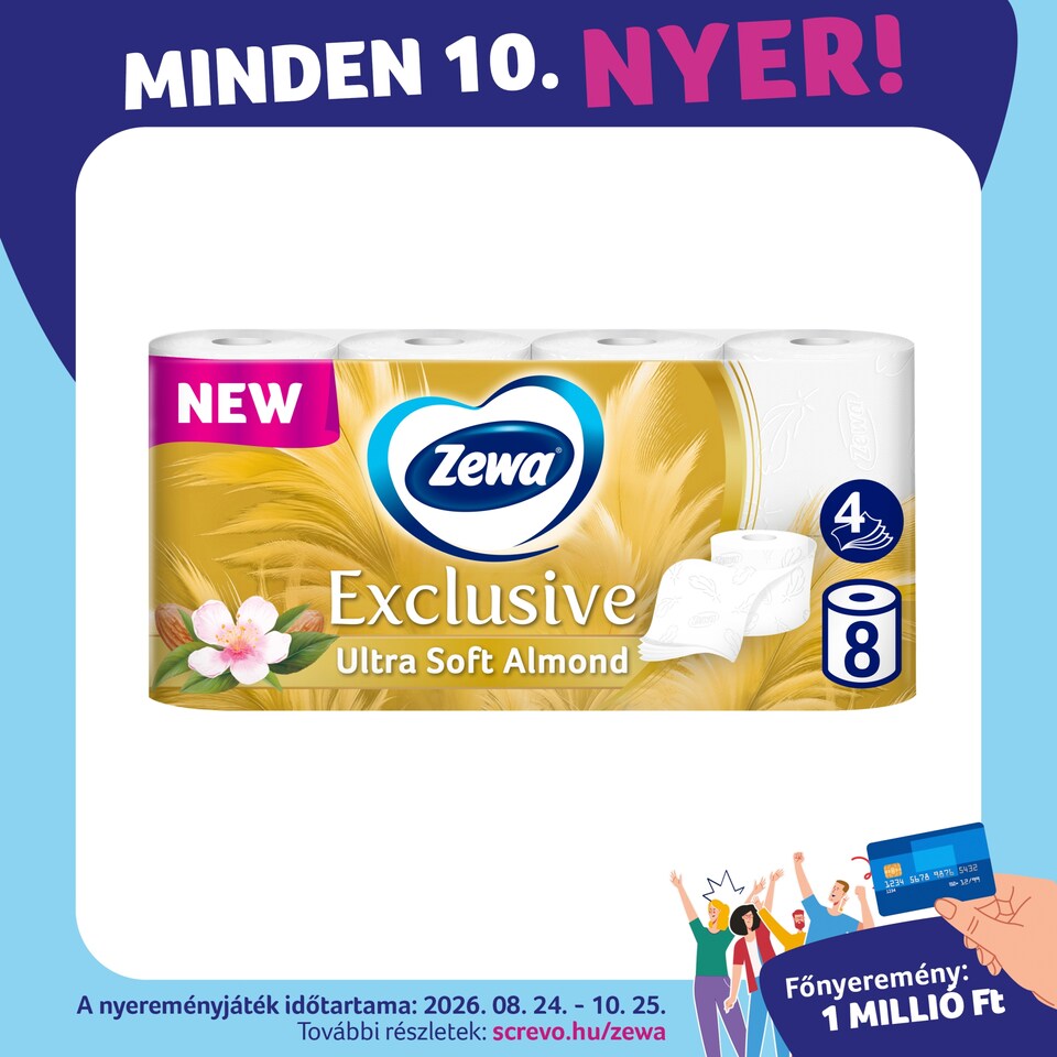 Zewa Exclusive Ultra Soft Almond toalettpapír 4 rétegű 8 tekercs  1. kép