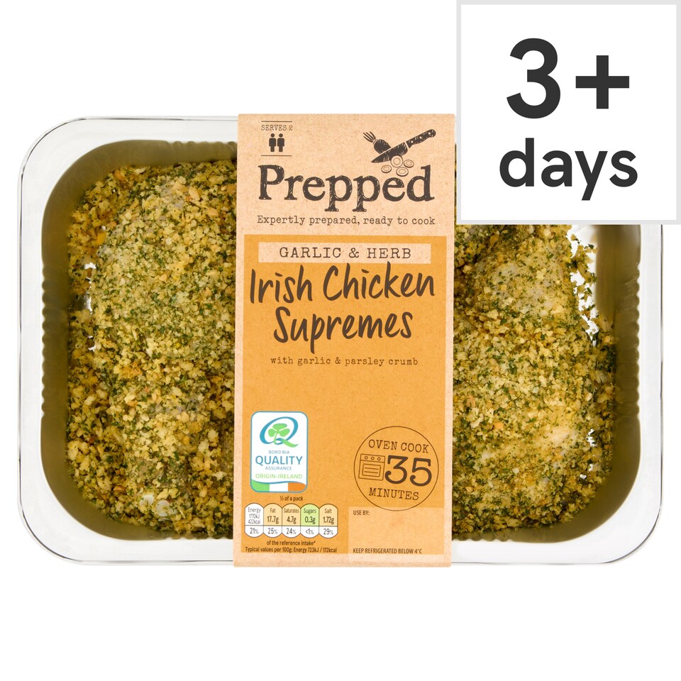 PREPPED Garlic & Herb Irish Chicken Supremes 550g