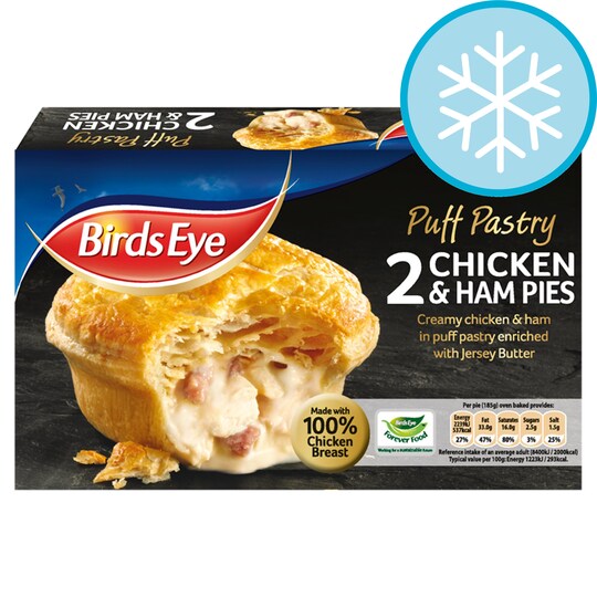 BIRDS EYE 2 PUFF PASTRY CHICKEN & HAM PIES 360G Tesco Groceries