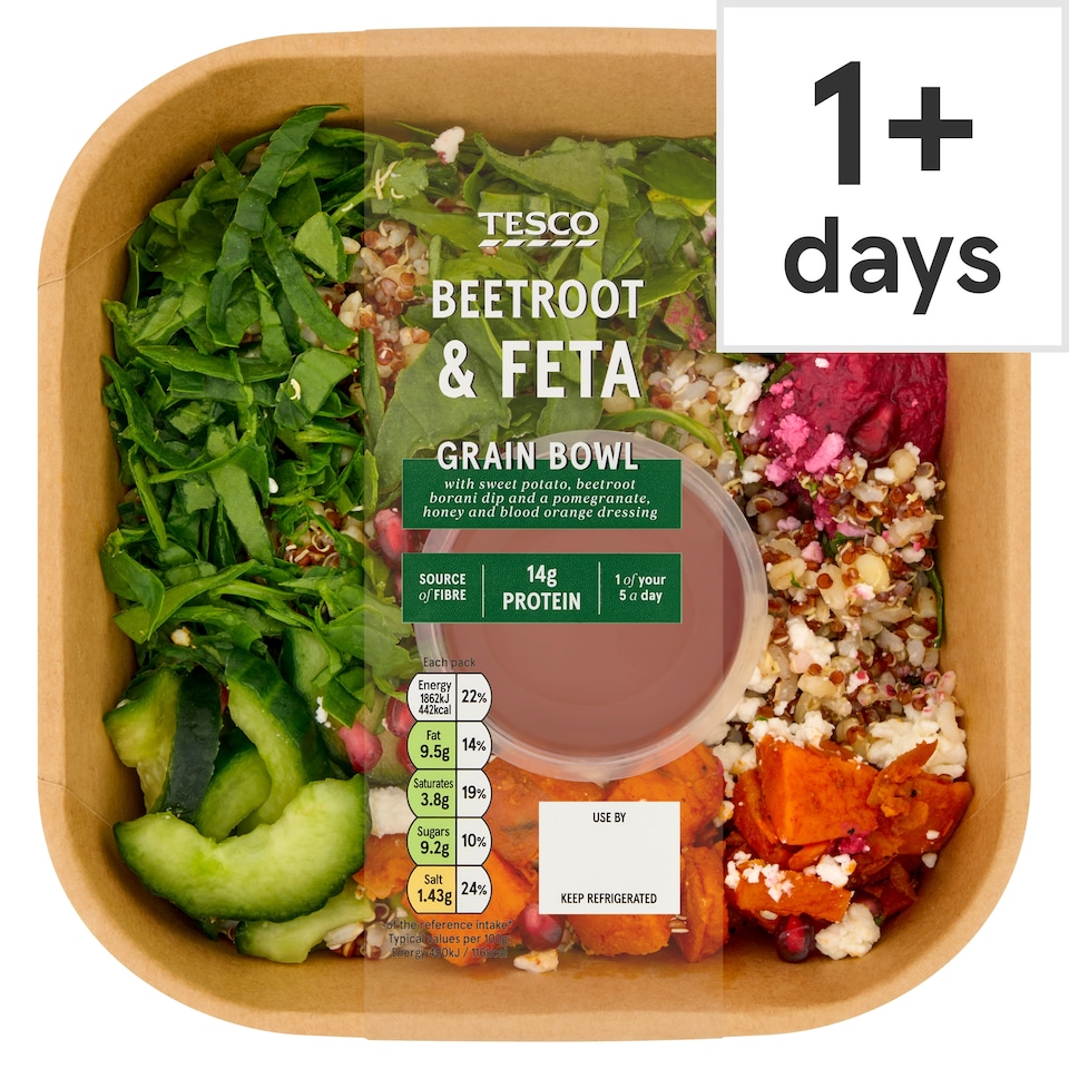 image 1 of Tesco Beetroot & Feta Grain Bowl 380g