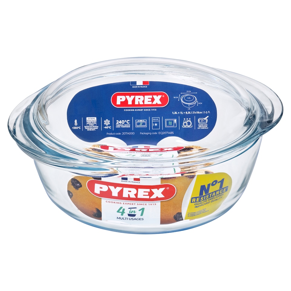 Pyrex 4in1 Casserole Dish with Lid 1.3L
