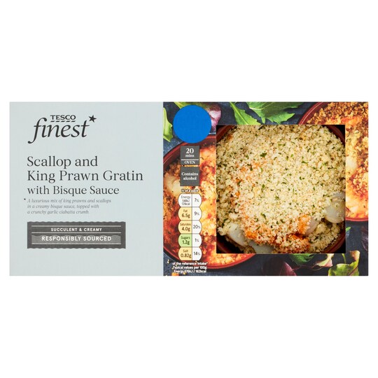Tesco Finest King Prawn & Scallop Gratin Bisque Sauce 220G Tesco