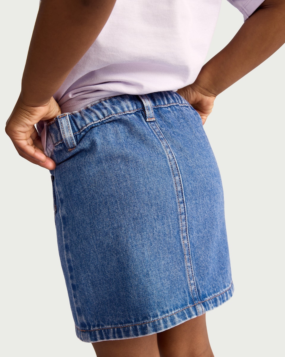 image 1 of F&F Girls Pure Cotton Denim Skirt in Blue