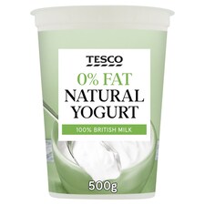 Tesco 0% Fat Natural Yogurt 500G
