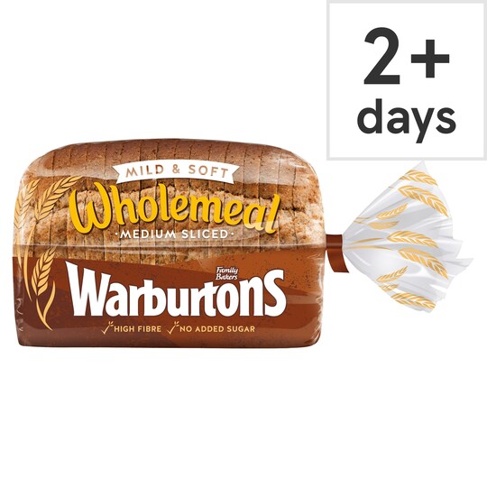 Warburtons Wholemeal Medium Bread 400G Tesco Groceries