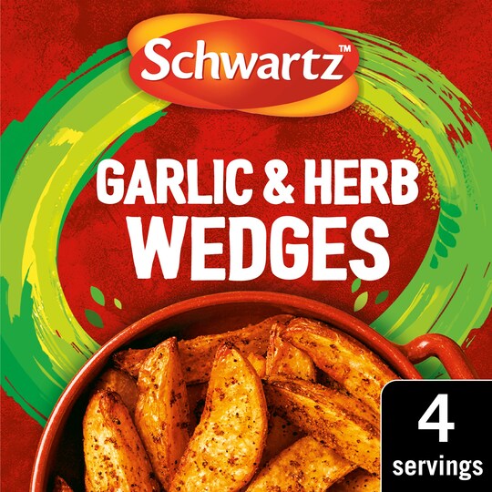 Schwartz Garlic & Herb Potato Wedges 38G Tesco Groceries