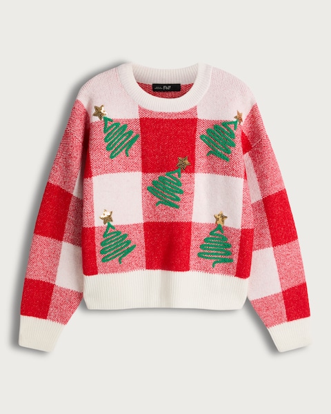Red Christmas Tree Jumper | Bonmarché Red Christmas Tree Jumper | Bonmarché