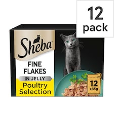 Sheba Fine Flakes Wet Cat Food Pouches Poultry in Jelly 12x85g