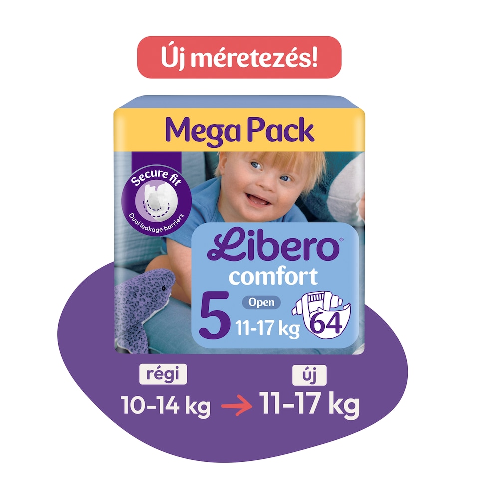 Libero Comfort Mega Pack pelenka, méret: 5, 11-17 kg, 64 db  1. kép