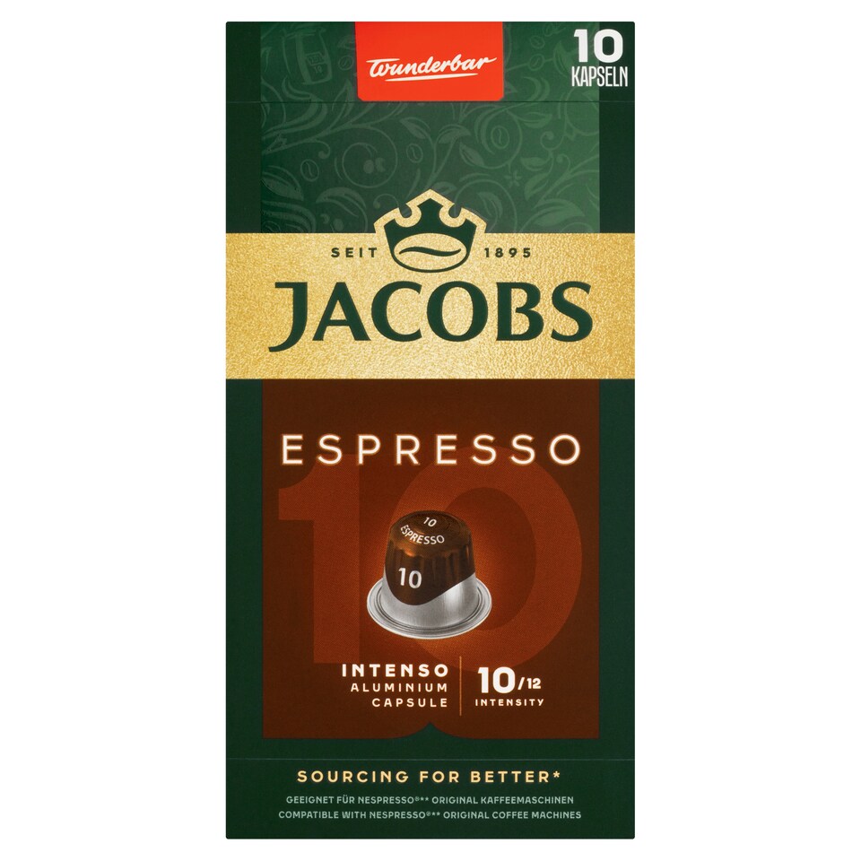 obrázok 1 z Jacobs Espresso 10 Intenso pražená mletá káva v kapsulách 10 ks 52 g