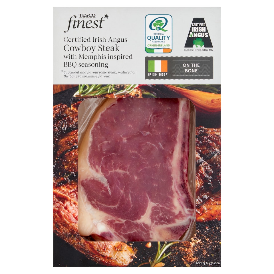 Tesco Finest Certified Irish Angus Cowboy Steak With Memphis Inspired BBQ Seasoning 265g