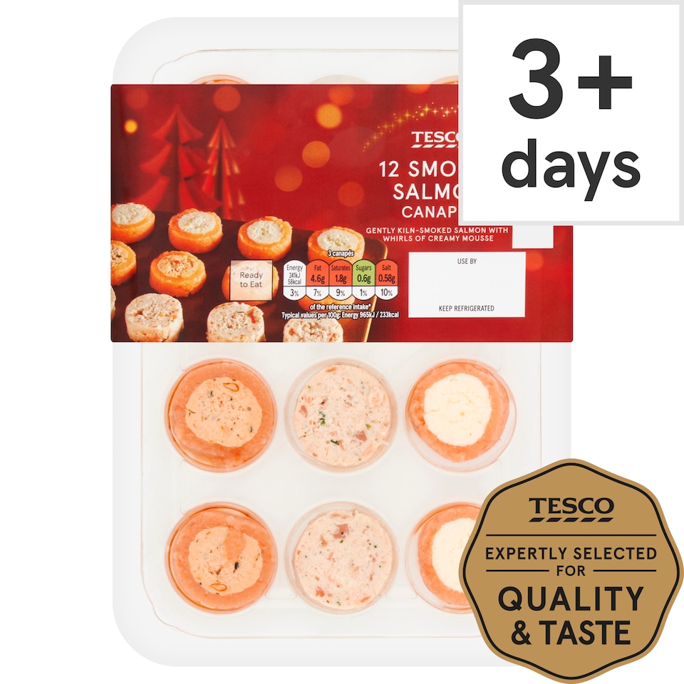 Tesco Smoked Salmon Canapes 12 Pack 100g