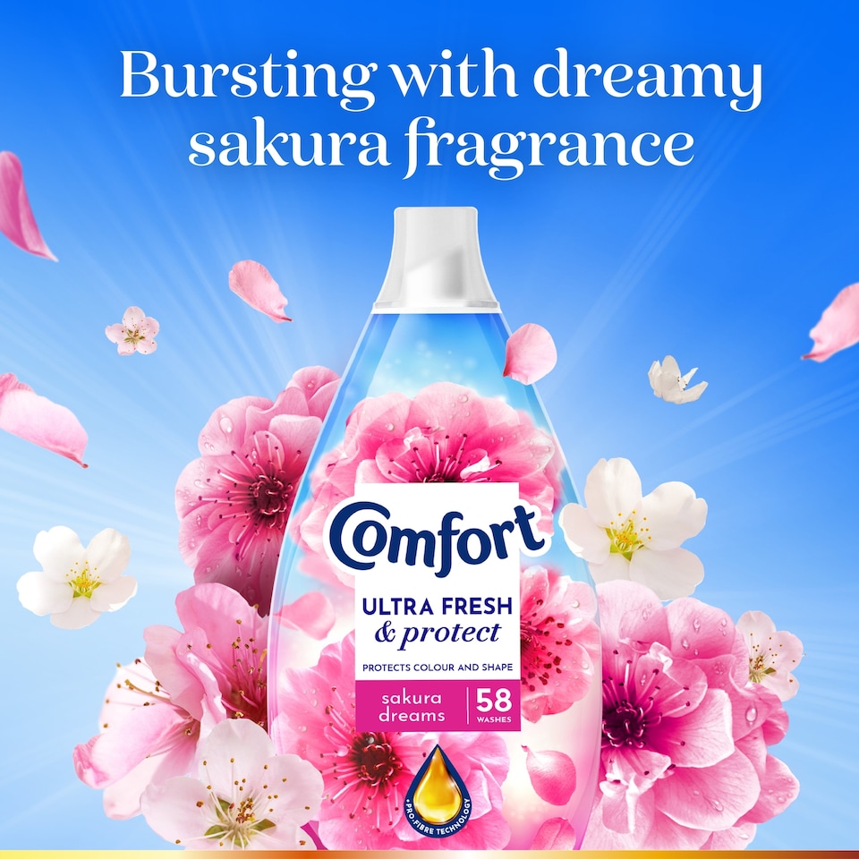 image 1 of Comfort Ultra Fresh & Protect Fabric Conditioner Sakura Dreams 58 Washes 870ml