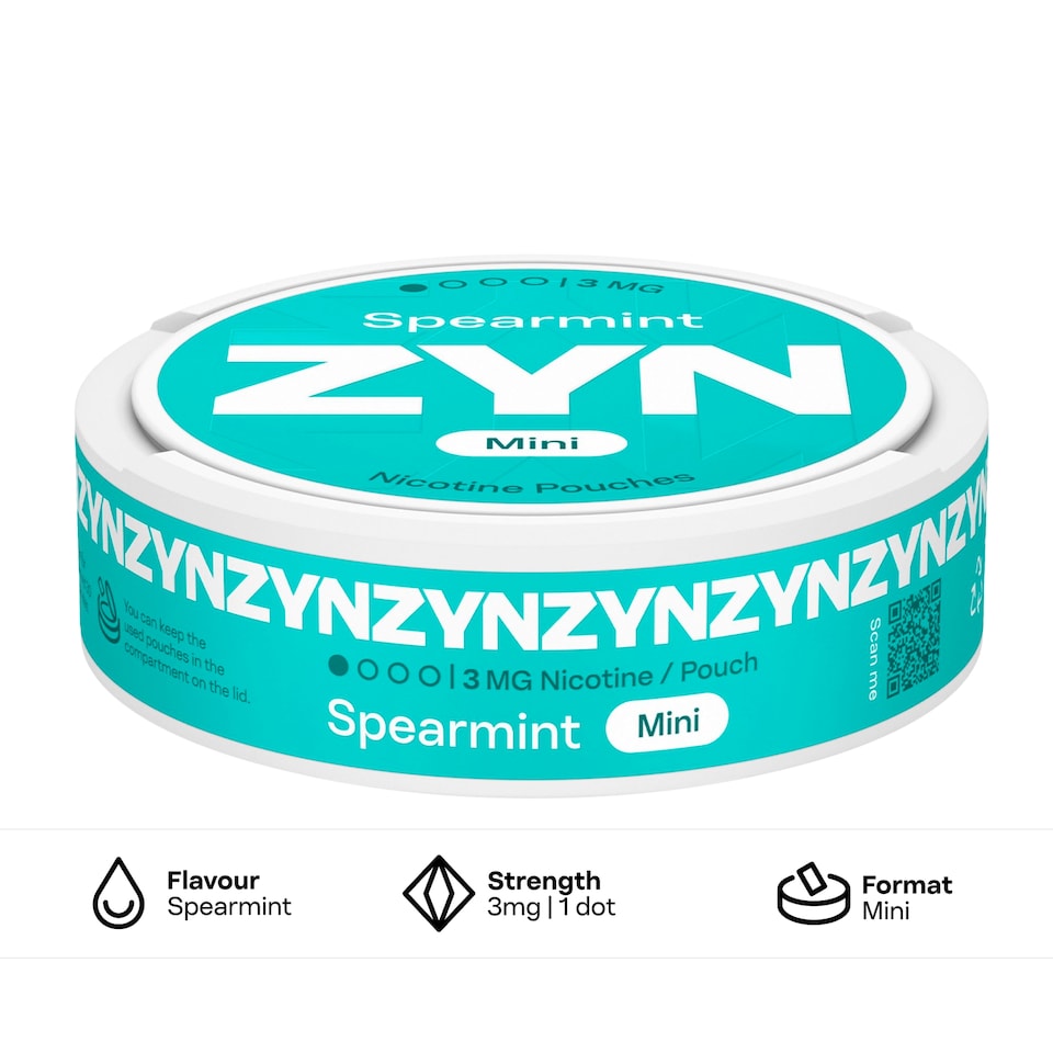 image 1 of ZYN Spearmint Mini Nicotine 3mg x 20 Pouches 8g