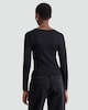 image 4 of F&F Ribbed Seamfree V Neck Button Front Top in Black