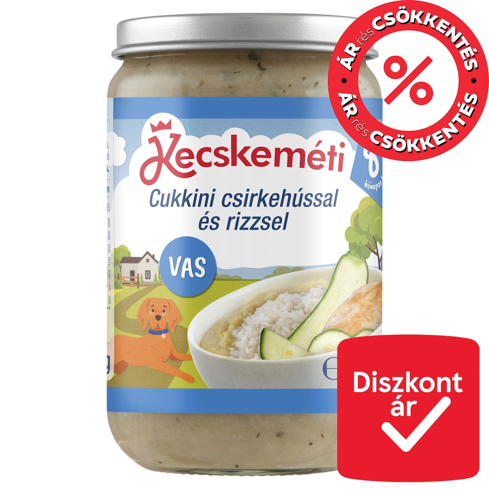 Kecskeméti cukkini csirkehússal és rizzsel bébiétel 8 hónapos kortól 220 g