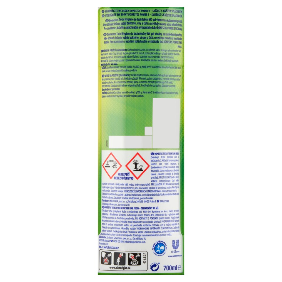Obrázek 1 pro produkt Domestos Total Hygiene Lime Fresh 700ml