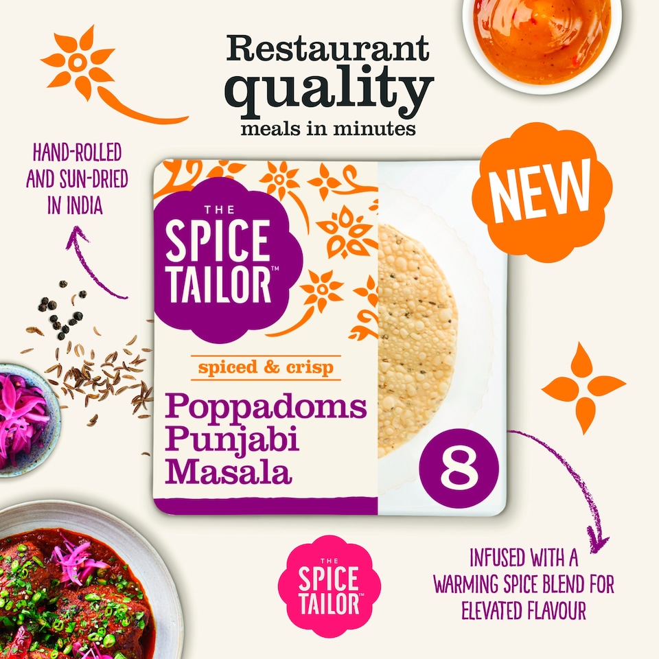 image 1 of The Spice Tailor Punjabi Masala Poppadoms 8 pack 9g