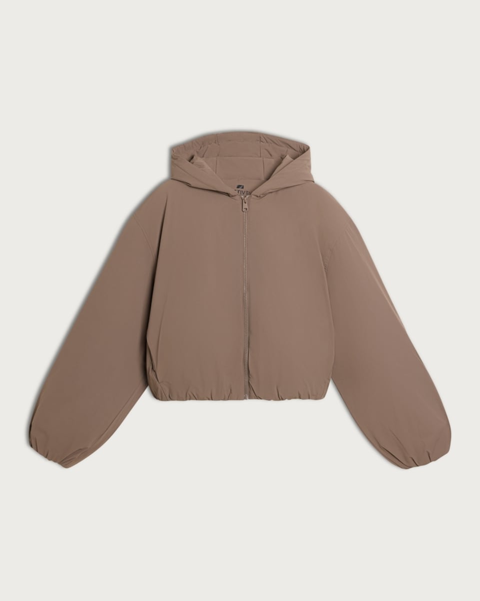 F&F Active OUTDOOR Padded Hooded Zip Up Jacket in Brown