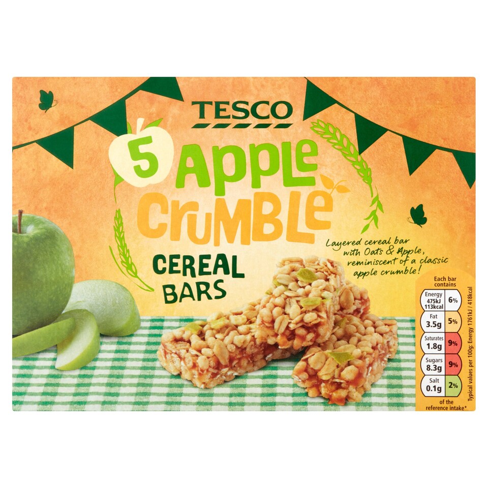 Tesco Apple Crumble Cereal 5 Bars 135G
