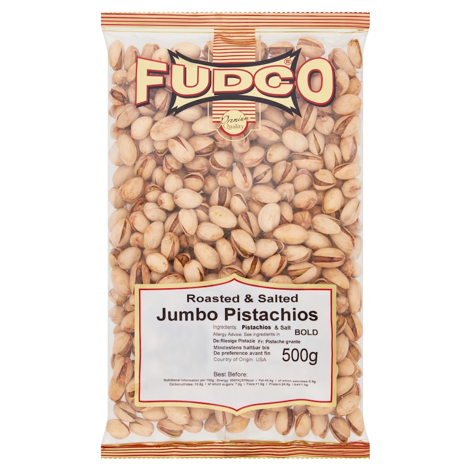 Fudco Roasted and Salted Nuts Jumbo Pistachios 500g