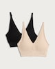 image 4 of F&F 2-Pack Ribbed V Neck Crop Tops in Black