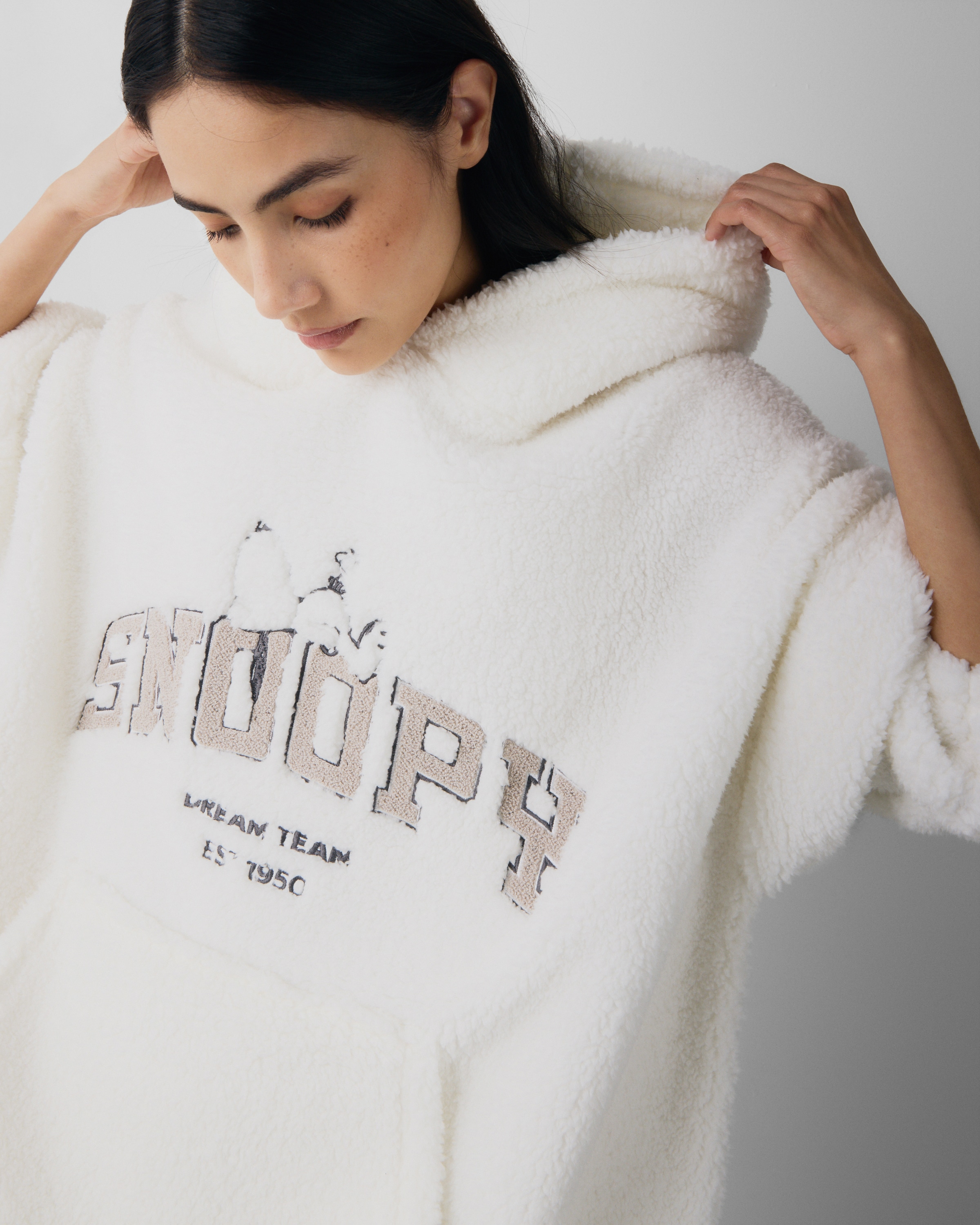 Snoopy Fleece Pyjama Hoodie in Cream