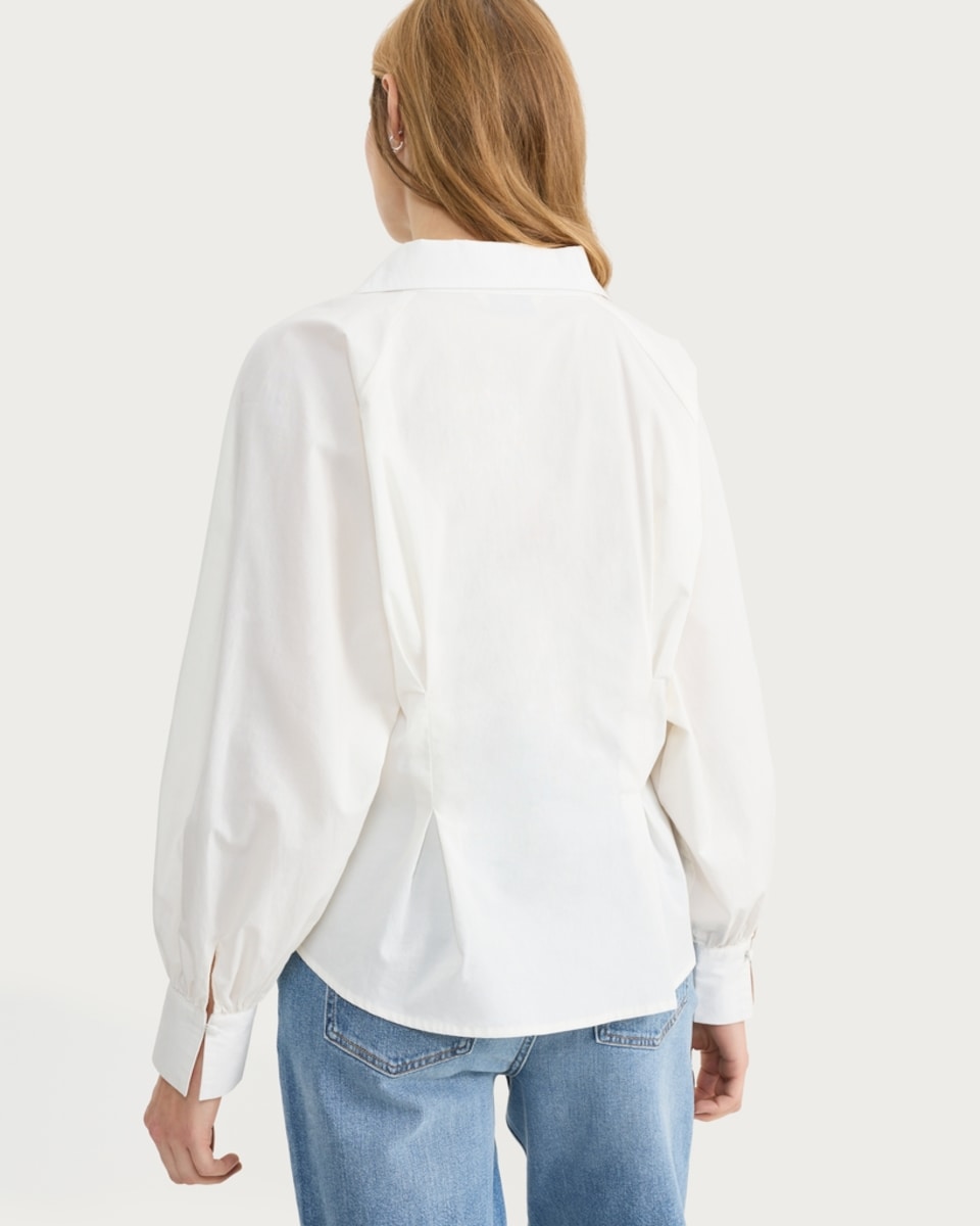 image 1 of F&F Pure Cotton Button Front Collared Blouse in White