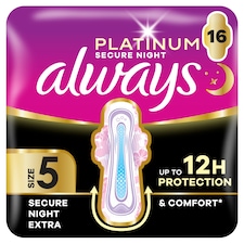 Always Platinum Sanitary Towels Secure Night Extra (Size 5) 16 Pads