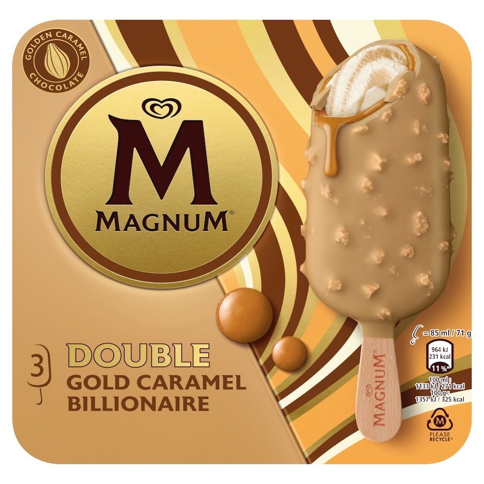 MAGNUM Multipack Jégkrém Dupla Gold Karamell Billionaire 3 x 85 ml