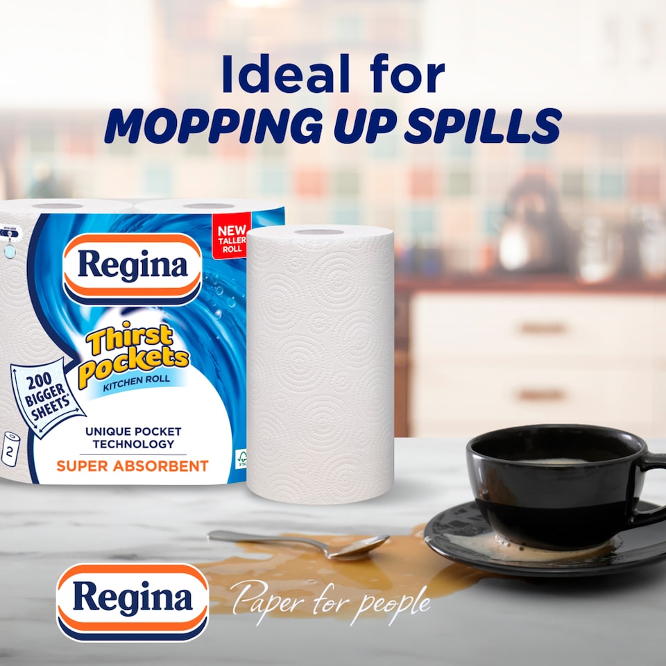image 1 of Regina Thirst Pockets Kitchen Roll 2 Pack