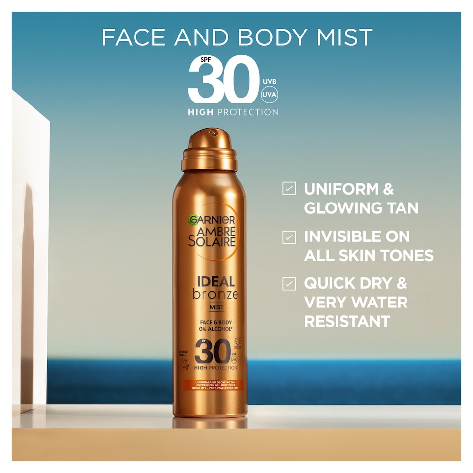 image 1 of Garnier Ambre Solaire Ideal Bronze Tanning Mist SPF30 150ml