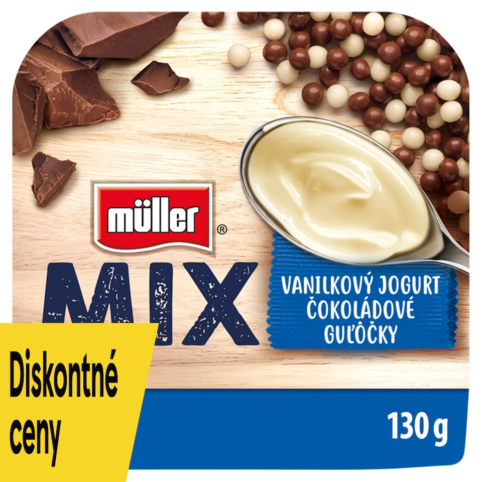 Müller MIX vanilkový jogurt s čokoládovými guľôčkami 130 g