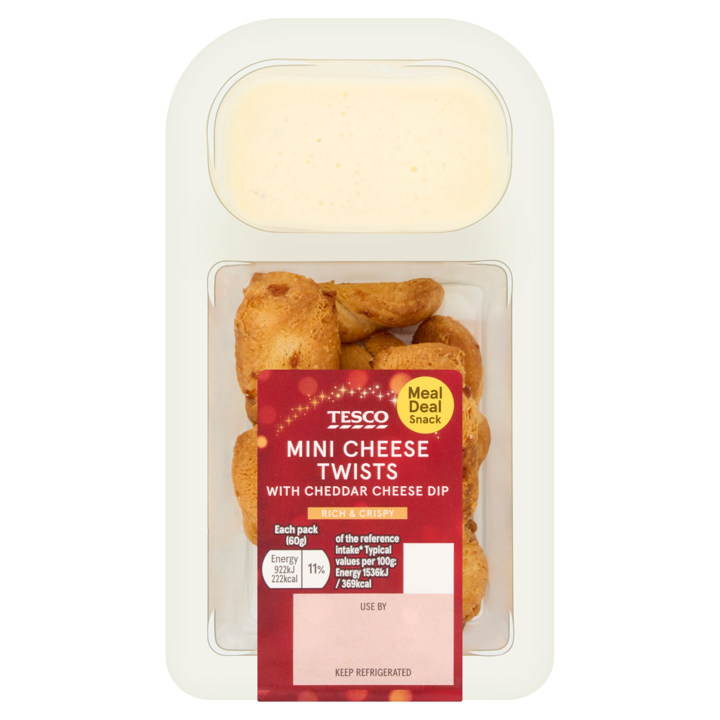 Tesco Mini Cheese Twists with Cheddar Cheese Dip 60g