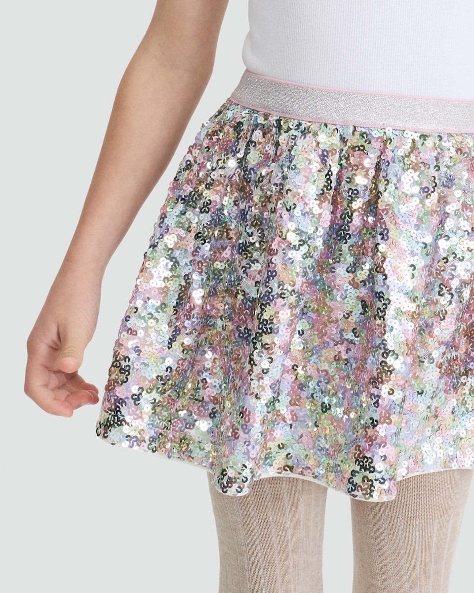 image 1 of F&F Girls Pull On Sequin Skirt in Multi