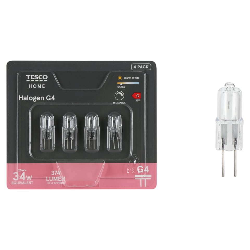 image 1 of Tesco Halogen 20W G4 4 Pack