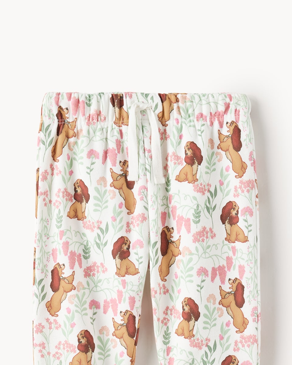image 1 of Disney Lady & The Tramp Cotton Rich Sweatshirt and Trousers Set in Pink