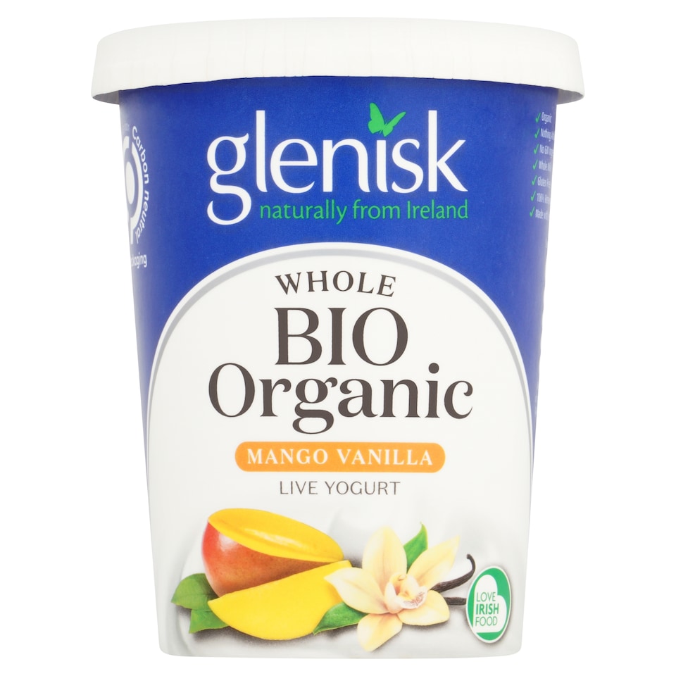 Glenisk Organic Biological Mango And Vanilla Yoghurt 450G