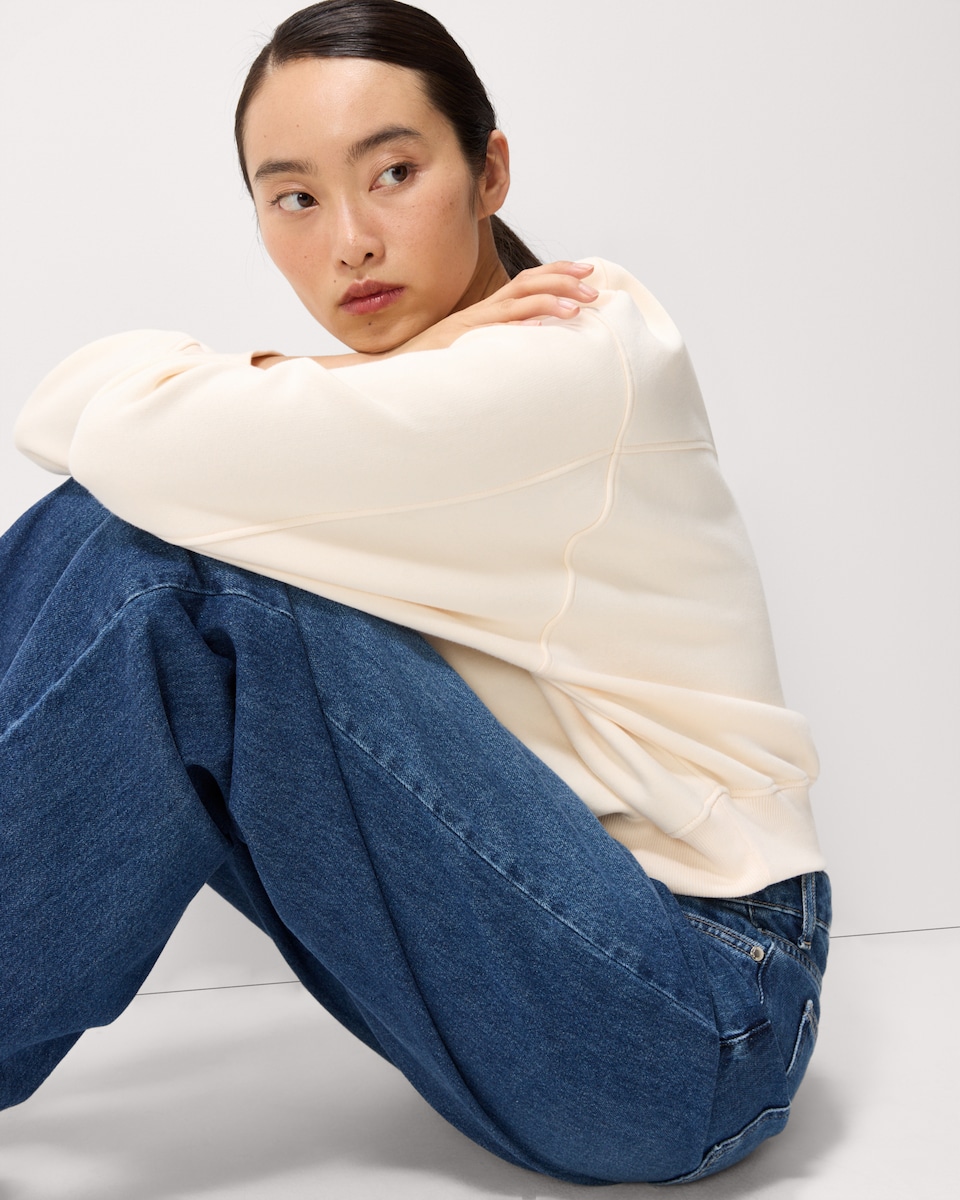 image 1 of F&F Cotton Rich Crew Neck Sweatshirt in Cream