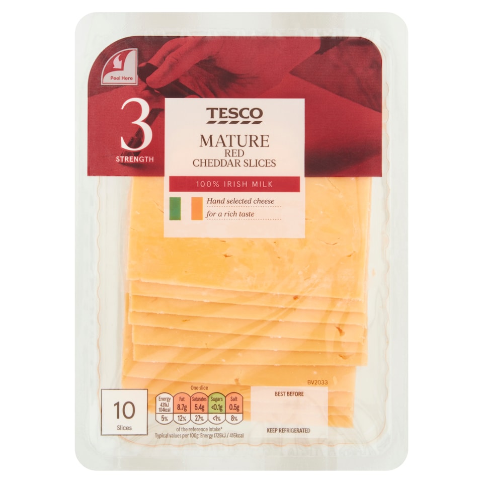 Tesco Mature Sliced Irish Red Cheddar 250G