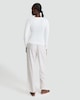 image 3 of F&F Ribbed Festive Henley Top and Trousers Pyjamas Set in Cream