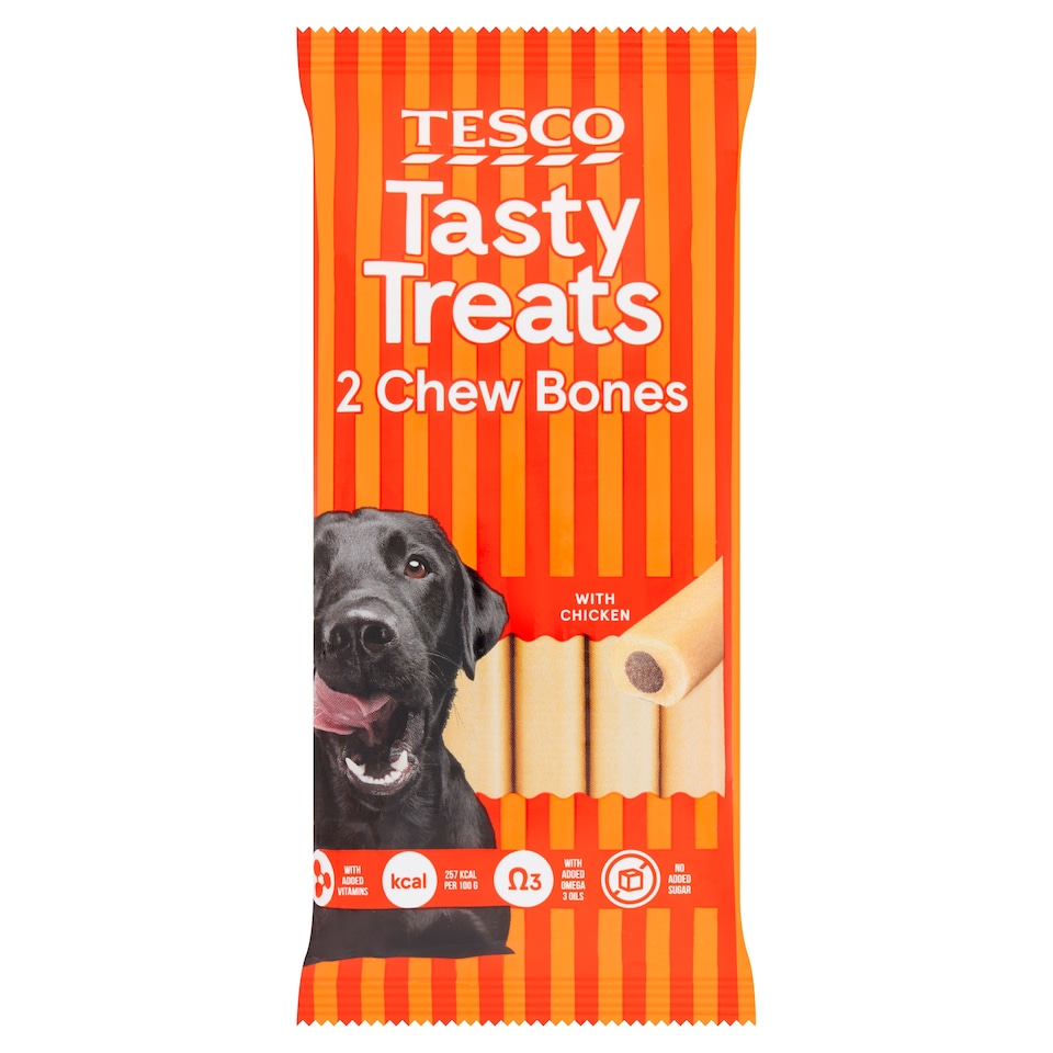 Tesco Tasty Treats 2 Chew Bones for Dogs 200g 