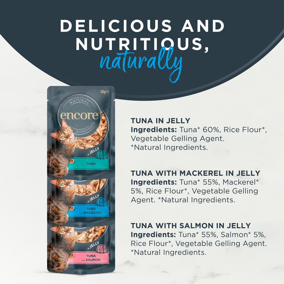 image 1 of Encore Natural Wet Cat Food Fish Selection in Jelly Pouches 10 x 50g