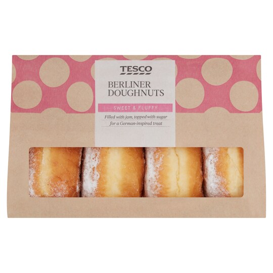 Tesco Berliner Doughnuts 4 Pack Tesco Groceries