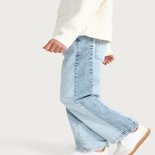 F&F Girls Side Panel Wide Leg Jeans in Blue