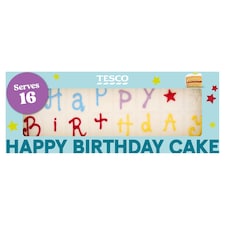 Tesco Happy Birthday Cake - Vanilla with Raspberry Jam