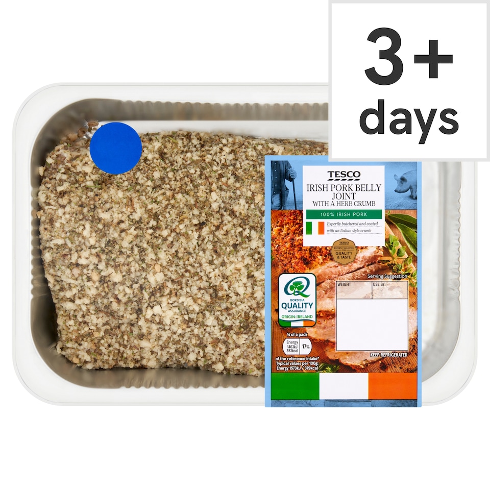 Tesco Irish Pork Belly Joint with a Herb Crumb 500g