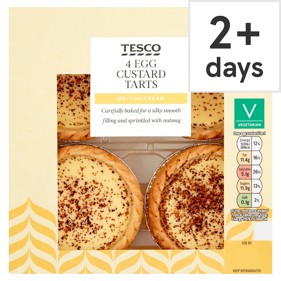 Tesco Egg Custard Tarts 4 Pack