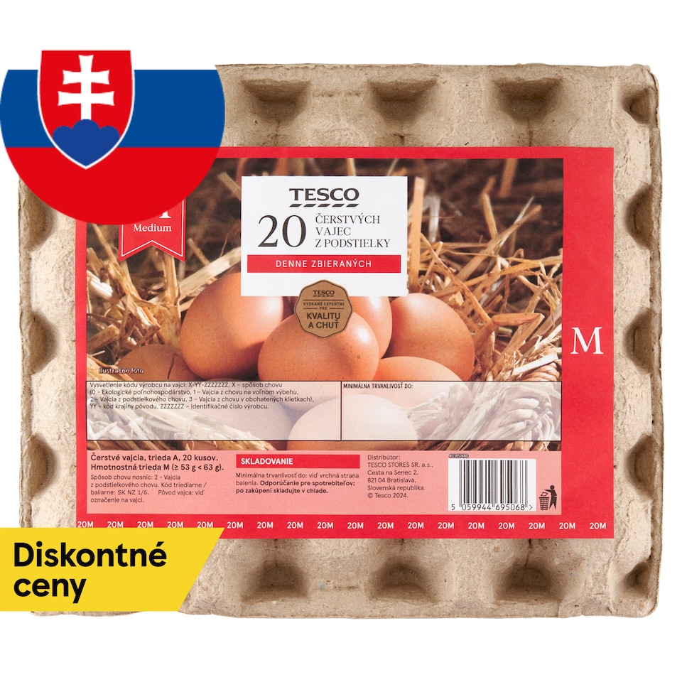 Tesco Čerstvé vajcia z podstielky M 20 ks